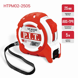 Рулетка с фиксатором  5 м x 25 мм, ABS+TPR(HTPM02-2505) PIT 